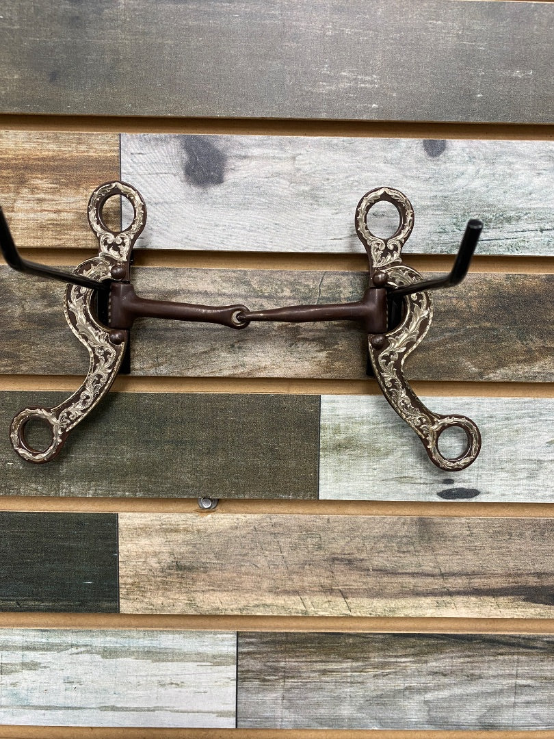 USED Les Vogt PERFORMAX Long Shank Jointed Curb Bit 5” Silver/Brown