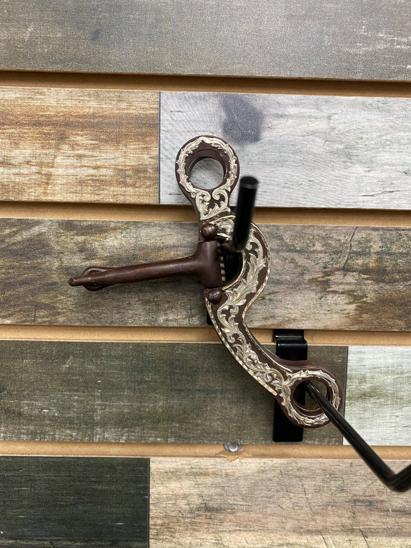 USED Les Vogt PERFORMAX Long Shank Jointed Curb Bit 5” Silver/Brown