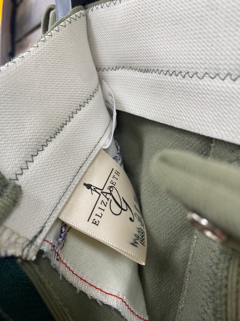 USED Elizabeth Ladies English Breeches Full Seat 28T Olive Green