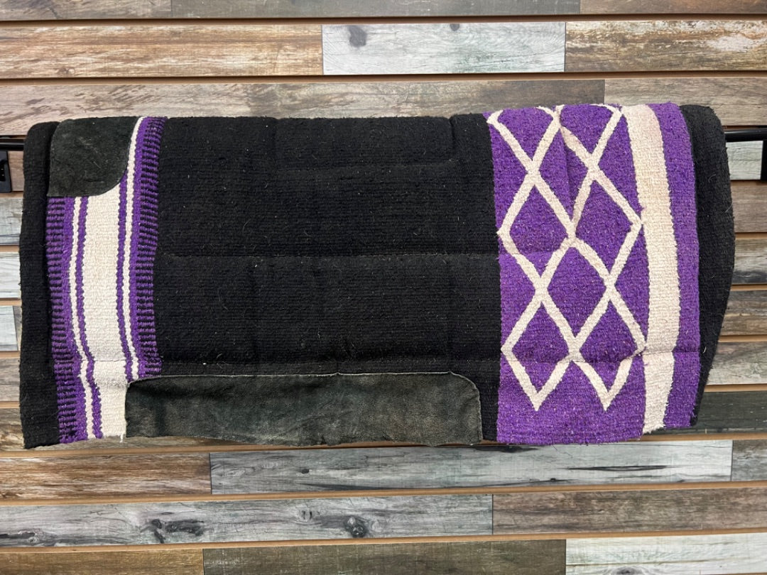 USED  Western Saddle Pad 33" X 30" Purple/Black/White