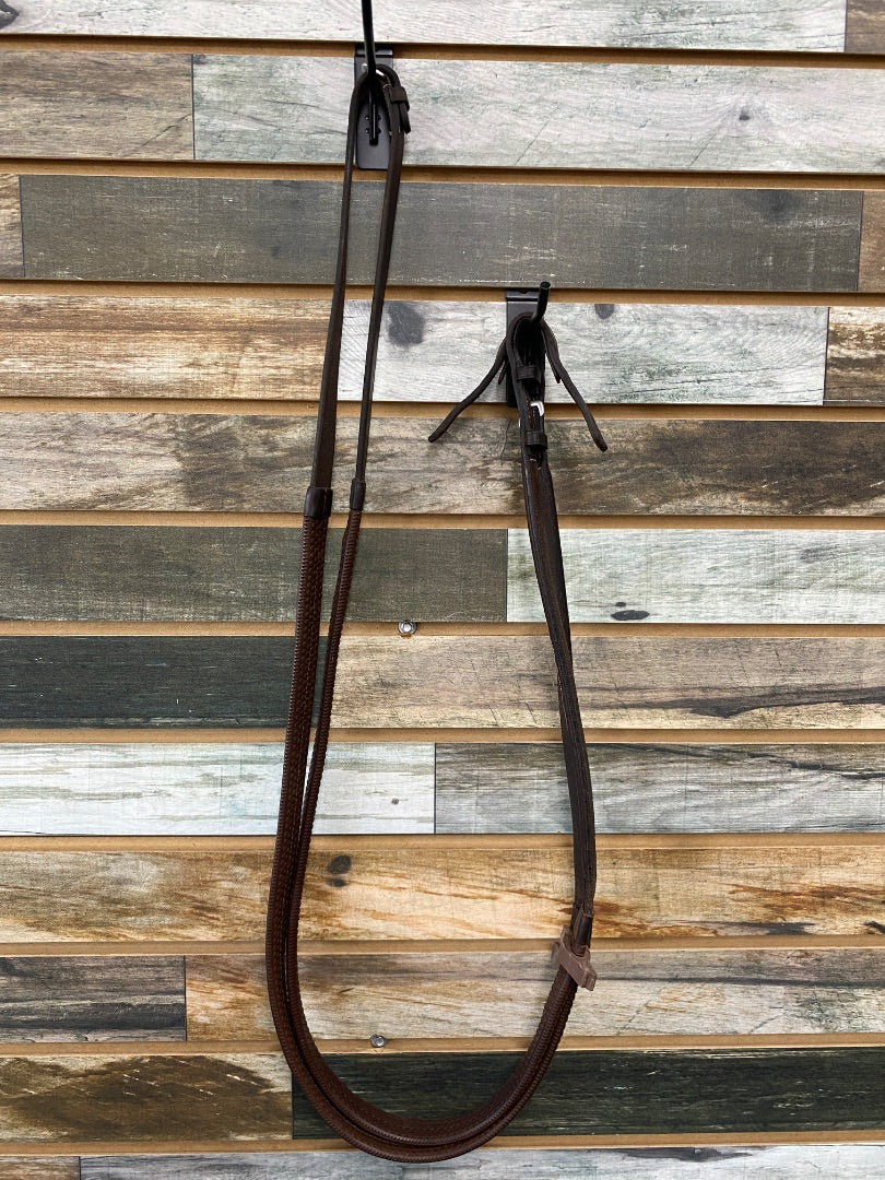 USED Golden Horseshoe Equestrian English Rubber Rein 54” Medium Oil