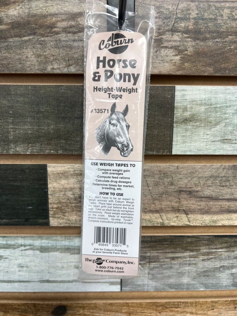 USED Coburn Weight and Height Tape Horse and Pony