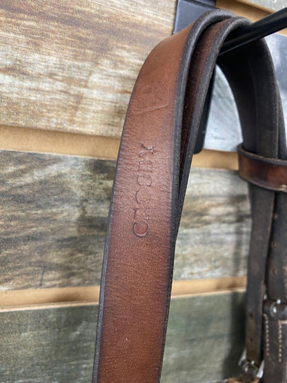 USED Crosby English Bridle with Braided Reins Horse Medium Oil
