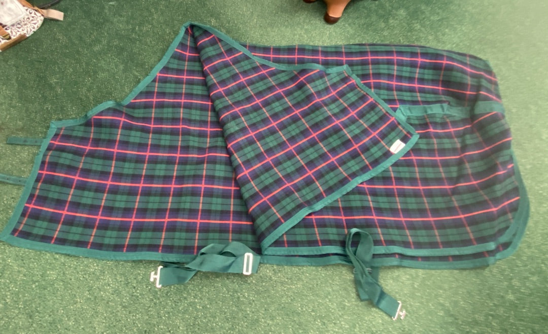 USED Baker Heavy Weight Stable Sheet 80" Tartan Green/Navy Plaid