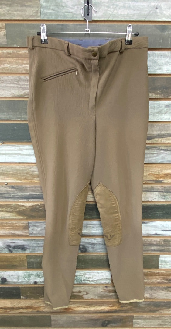 USED Tuffrider Knee Patch Breeches 32 Dark Tan