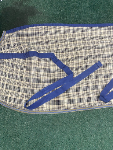USED 5/A Baker Plaid Stable Blanket 84" Tan