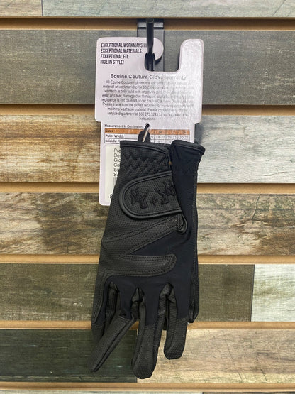 USED Equine Couture Ladies Strech Glove Small Black