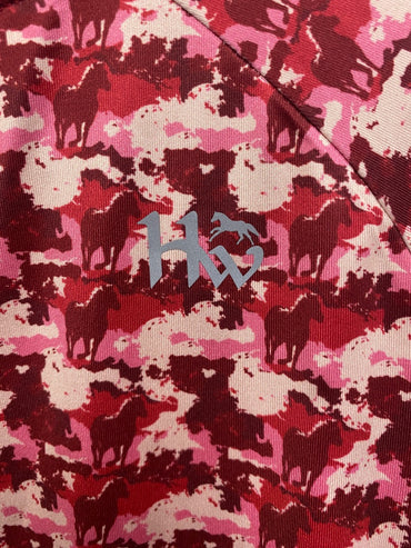 USED Horseware Ireland Youth Longsleeve Riding Top 7/8 Red/Pink