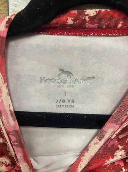 USED Horseware Ireland Youth Longsleeve Riding Top 7/8 Red/Pink