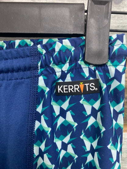 USED Kerrits Youth Riding Kneepatch Tights Medium Blue/Green