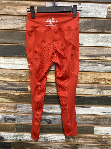 USED Cantak Youth English Riding Tights 9/10 Red