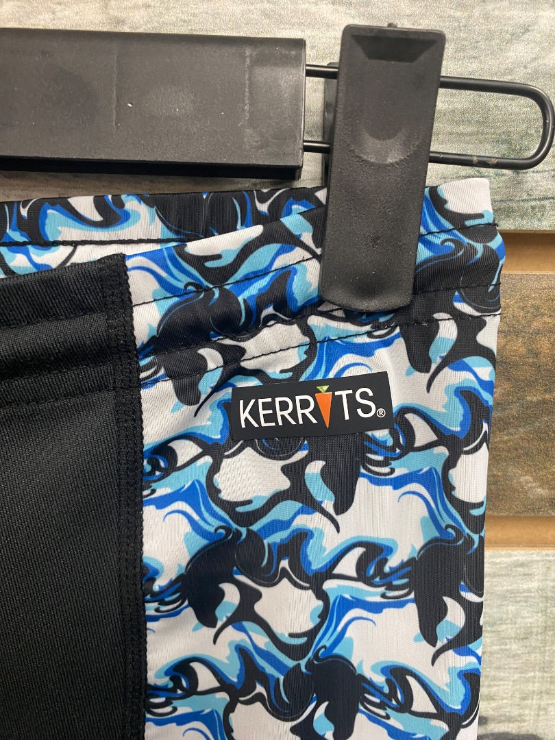 USED Kerrits Youth Kneepatch Riding Tights Medium Blue/Black
