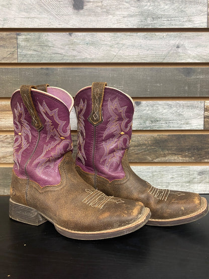 USED Ariat Youth Western Boots 3.5 Purple