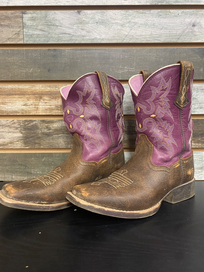 USED Ariat Youth Western Boots 3.5 Purple