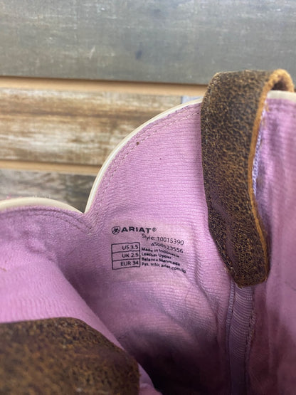 USED Ariat Youth Western Boots 3.5 Purple