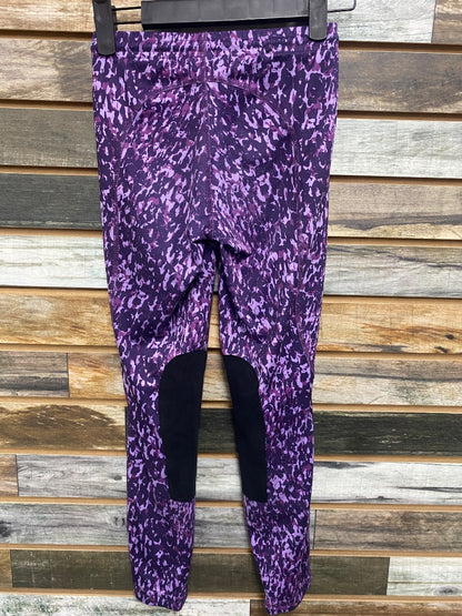 USED Kerrits Youth Kneepatch Riding Tights Medium Purple Camo