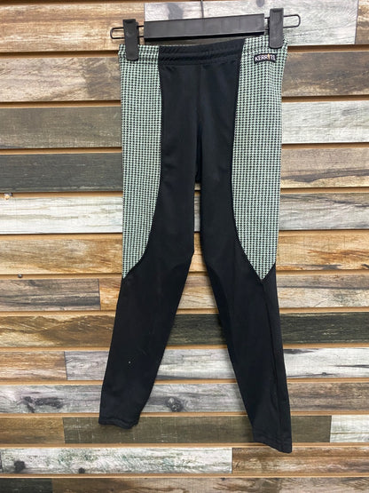 USED Kerrits Youth Kneepatch Riding Tights Medium Green/Black