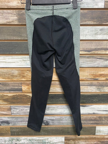 USED Kerrits Youth Kneepatch Riding Tights Medium Green/Black