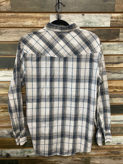 USED Coastel Long Sleeve Button Down Medium Grey Plaid