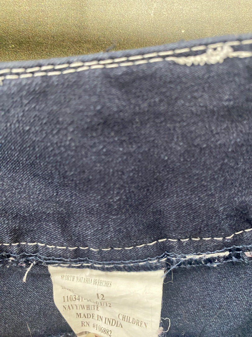 USED Equine Couture Youth English Breeches 12 Navy