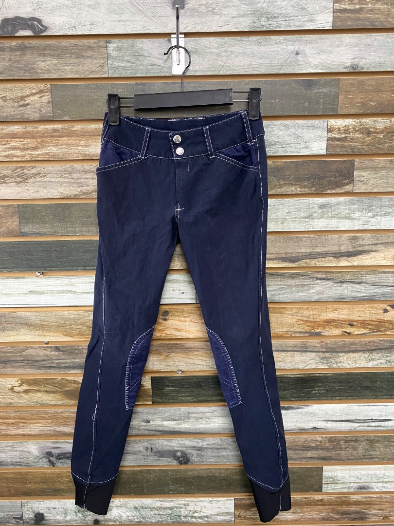 USED Equine Couture Youth English Breeches 12 Navy