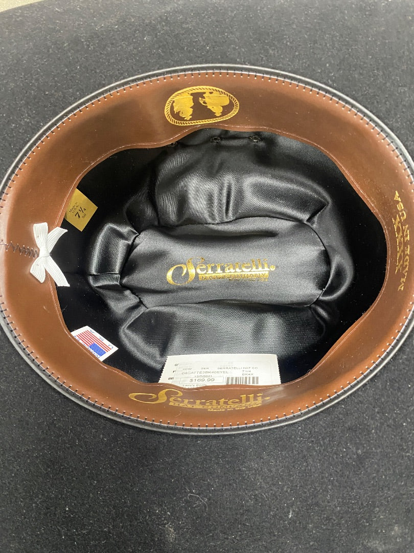 USED Serratelli Hat Co 4x Felt Hat 7 1/4 Black