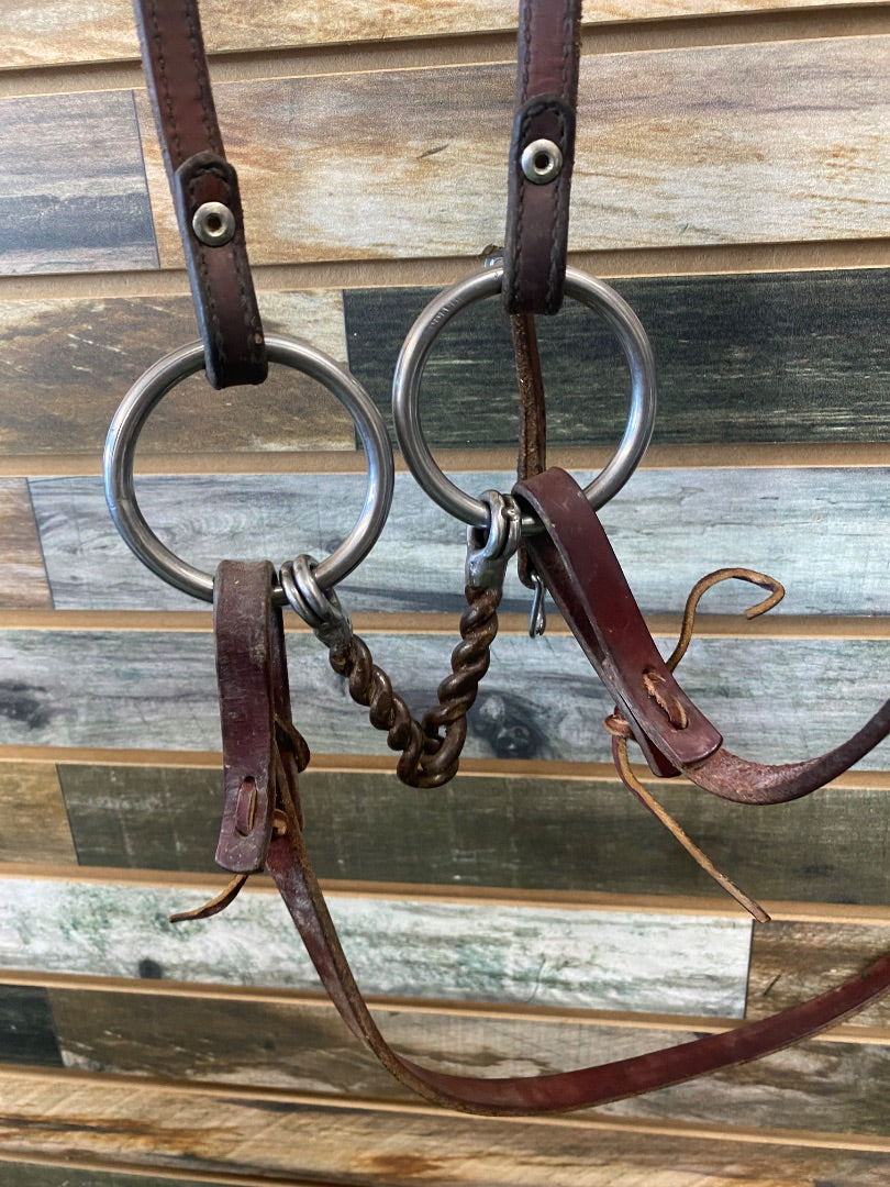 USED No Brand Western Headstall  w split reins and bit Horse Medium Oil