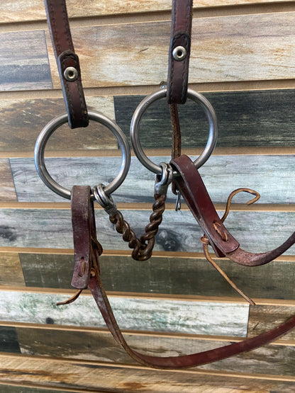 USED No Brand Western Headstall  w split reins and bit Horse Medium Oil