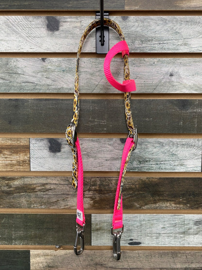 USED Hot Headstalls Custom Nylon Headstall – Pink, Cowhide & Sunflower