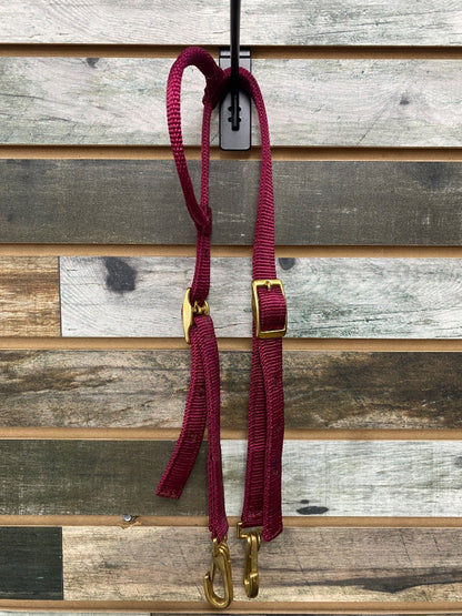 USED Nylon One Ear Headstall – Bordeaux with Gold Hardware