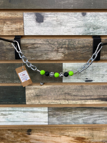 USED Beaded Curb Chain – Lime Green, Black & Houndstooth