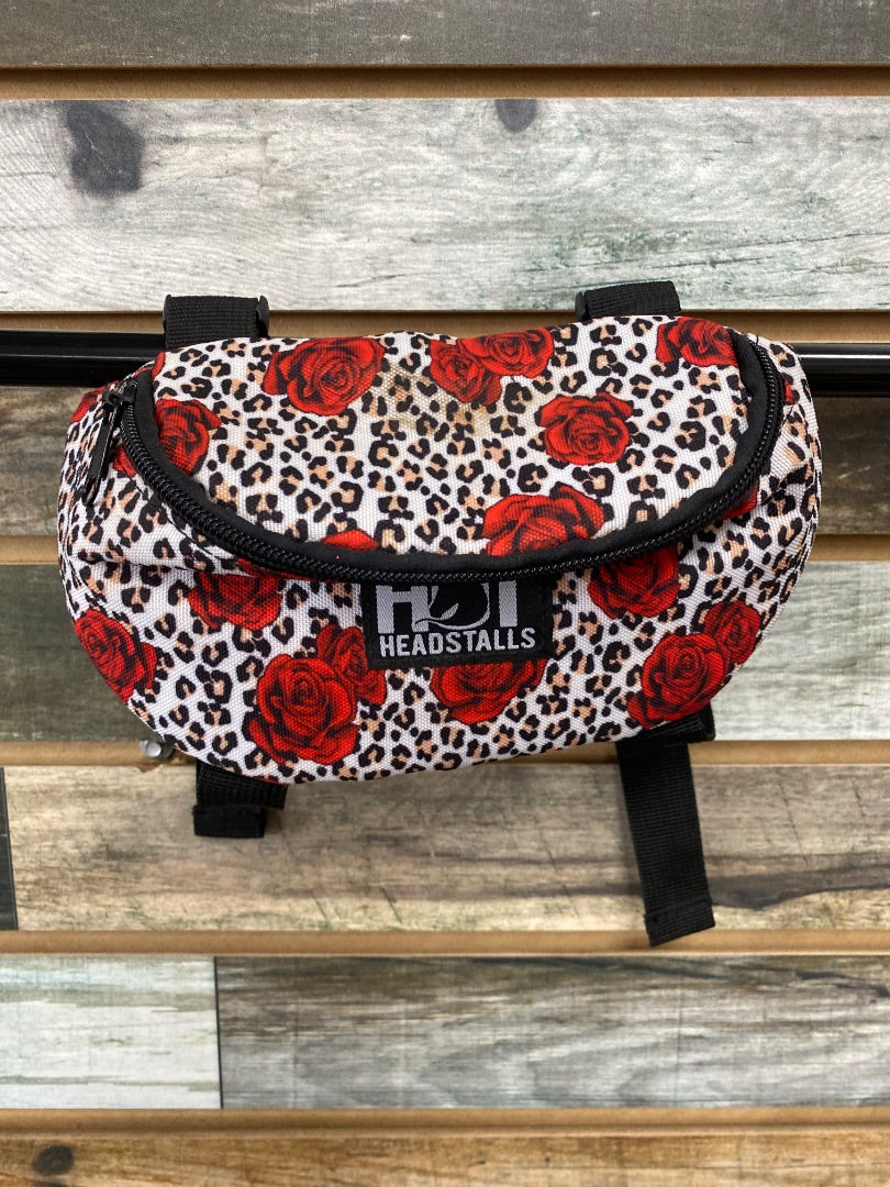 USED Hot Headstalls Saddle Pouch – Leopard & Rose Print