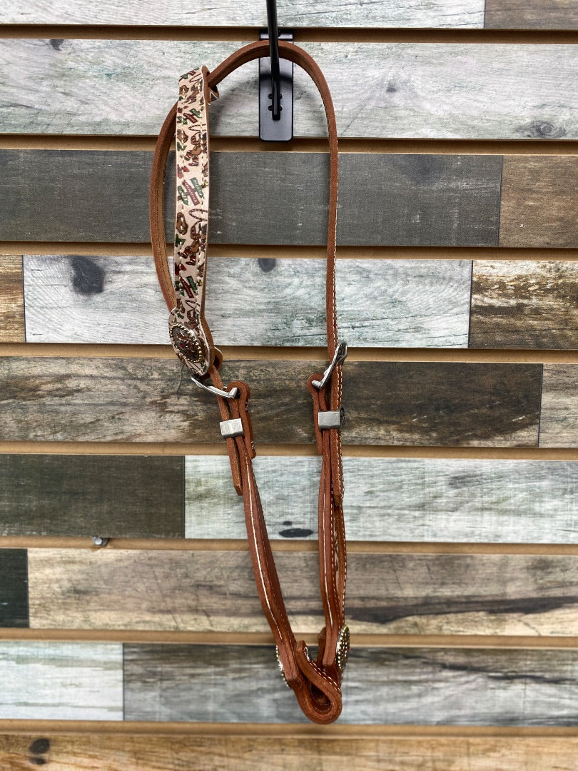 USED Little Paint One-Ear Headstall – Festive Christmas Fun