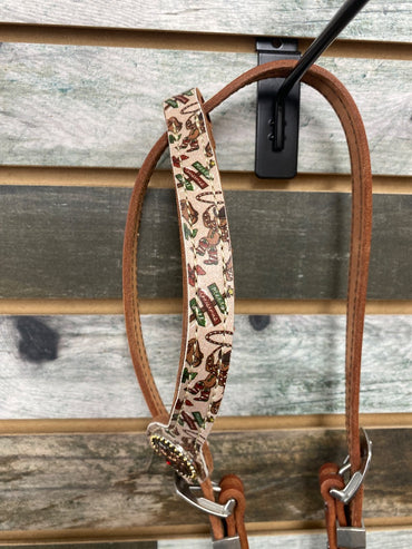 USED Little Paint One-Ear Headstall – Festive Christmas Fun