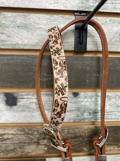 USED Little Paint One-Ear Headstall – Festive Christmas Fun