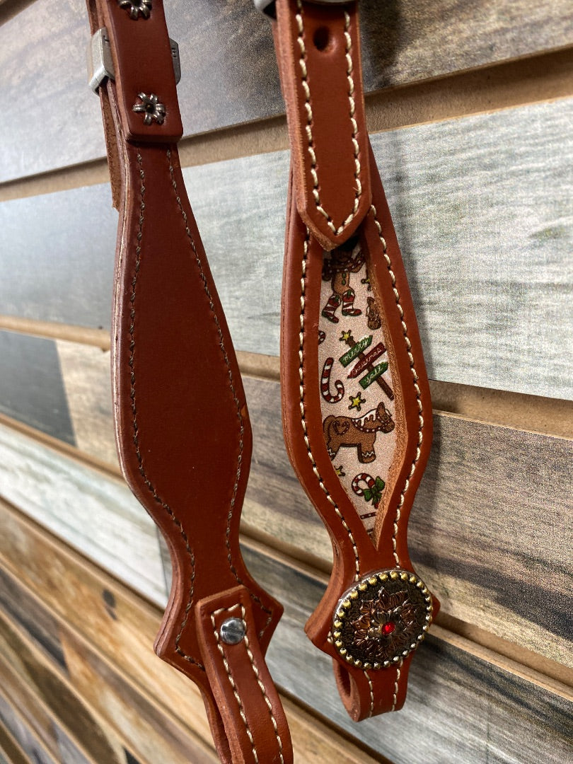 USED Little Paint One-Ear Headstall – Festive Christmas Fun