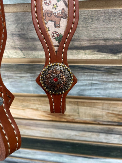USED Little Paint One-Ear Headstall – Festive Christmas Fun