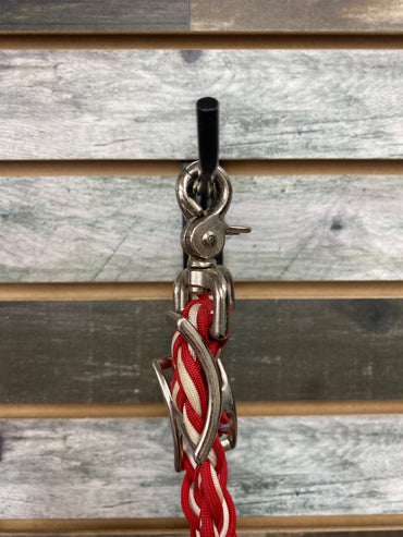 USED Whinney Wear Braided Barrel Reins – Red & White, Long Style