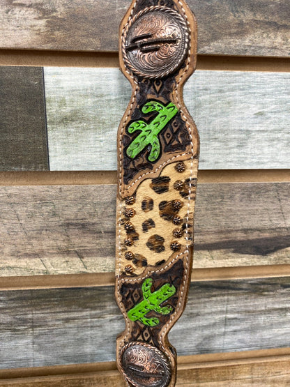 USED Showman Leopard & Cactus Leather Wither Strap  Leopard