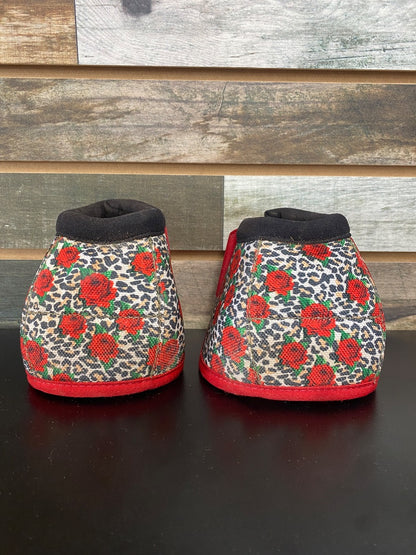 USED Whinney Wear No-Turn Bell Boots – Leopard & Rose Print