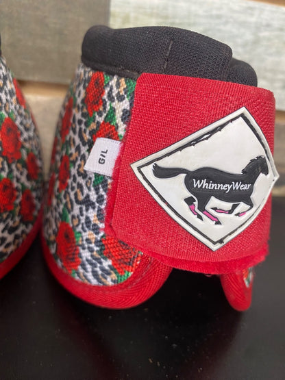 USED Whinney Wear No-Turn Bell Boots – Leopard & Rose Print