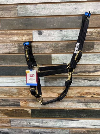 Golden Horseshoe Black Nylon Halter