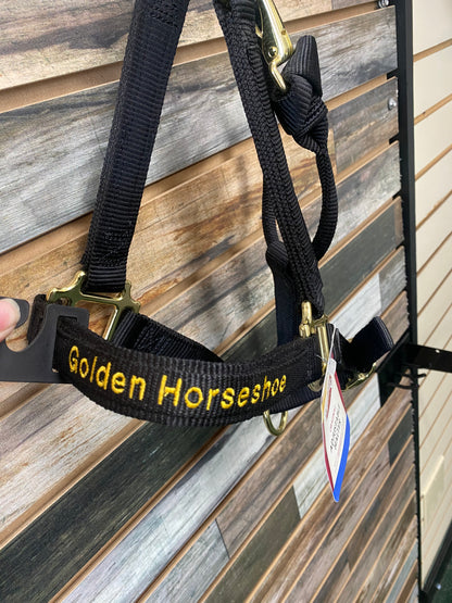 Golden Horseshoe Black Nylon Halter