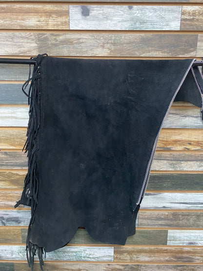 USED  Youth Western Chaps W/ fringe XL Black