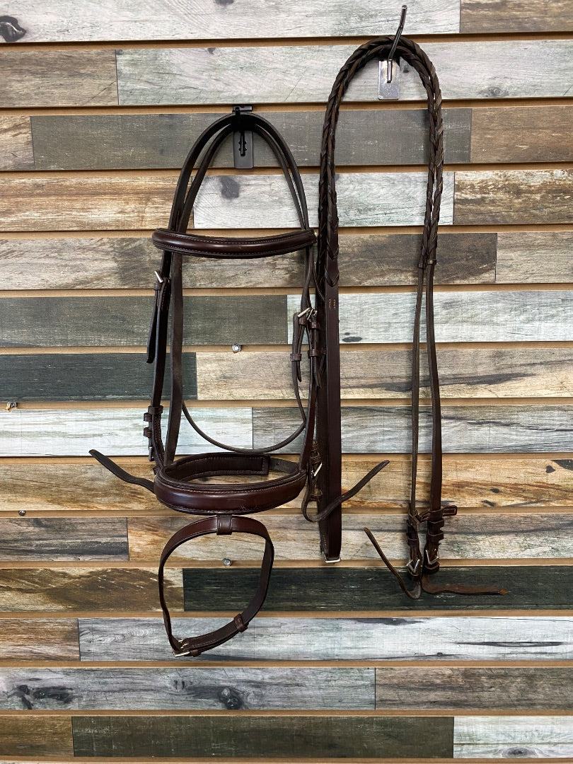 USED Courbette English Bridle with Combined Flash Noseband Cob Reddish Brown