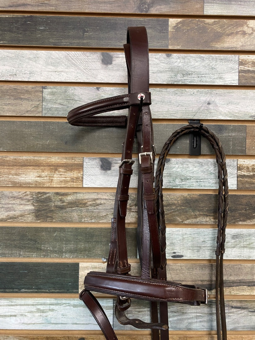 USED Courbette English Bridle with Combined Flash Noseband Cob Reddish Brown
