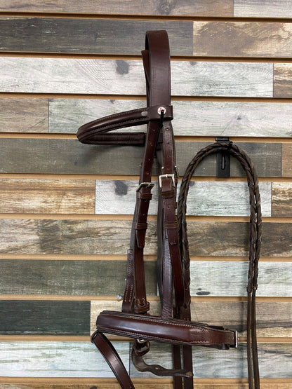 USED Courbette English Bridle with Combined Flash Noseband Cob Reddish Brown