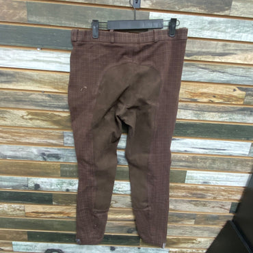 USED Okay Ladies English Breeches Full Seat 28R Brown Check/Black