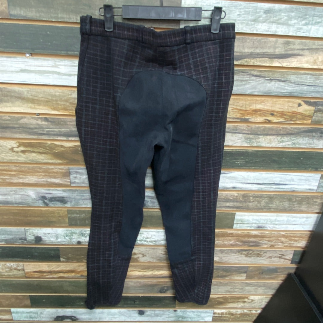 USED Okay Ladies English Breeches Full Seat 28R Black Check/Pik