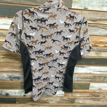 USED Kerrits Ladies Short Sleeve Sun Shirt Small Black/Brown